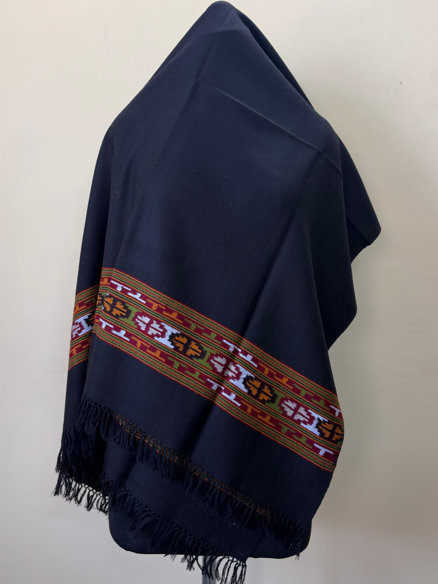 Single Patti Kullu Typical Shawl - Black